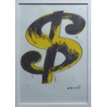 ANDY WARHOL 'Dollar sign', lithograph from Leo Castelli Gallery, stamped on reverse, edited by G.