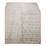 CONTEMPORARY ART DECO DESIGN SILK CARPET, 304cm x 241cm, geometric silver field.