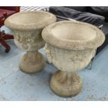 GARDEN URNS, a pair, in the English Country House style, 66cm H x 55cm diam.