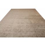 CONTEMPORARY ART DECO DESIGN SILK CARPET, 400cm x 300cm, geometric silver field.