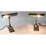 DESK LAMPS, a pair, early 20th century silvered metal,