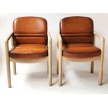 GORDON RUSSELL ARMCHAIRS, a pair, 1970's stitched hand finished,