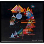 WASSILY KANDINSKY 'Abstract on silk', ADGAP, 75cm x 80cm, framed and glazed.