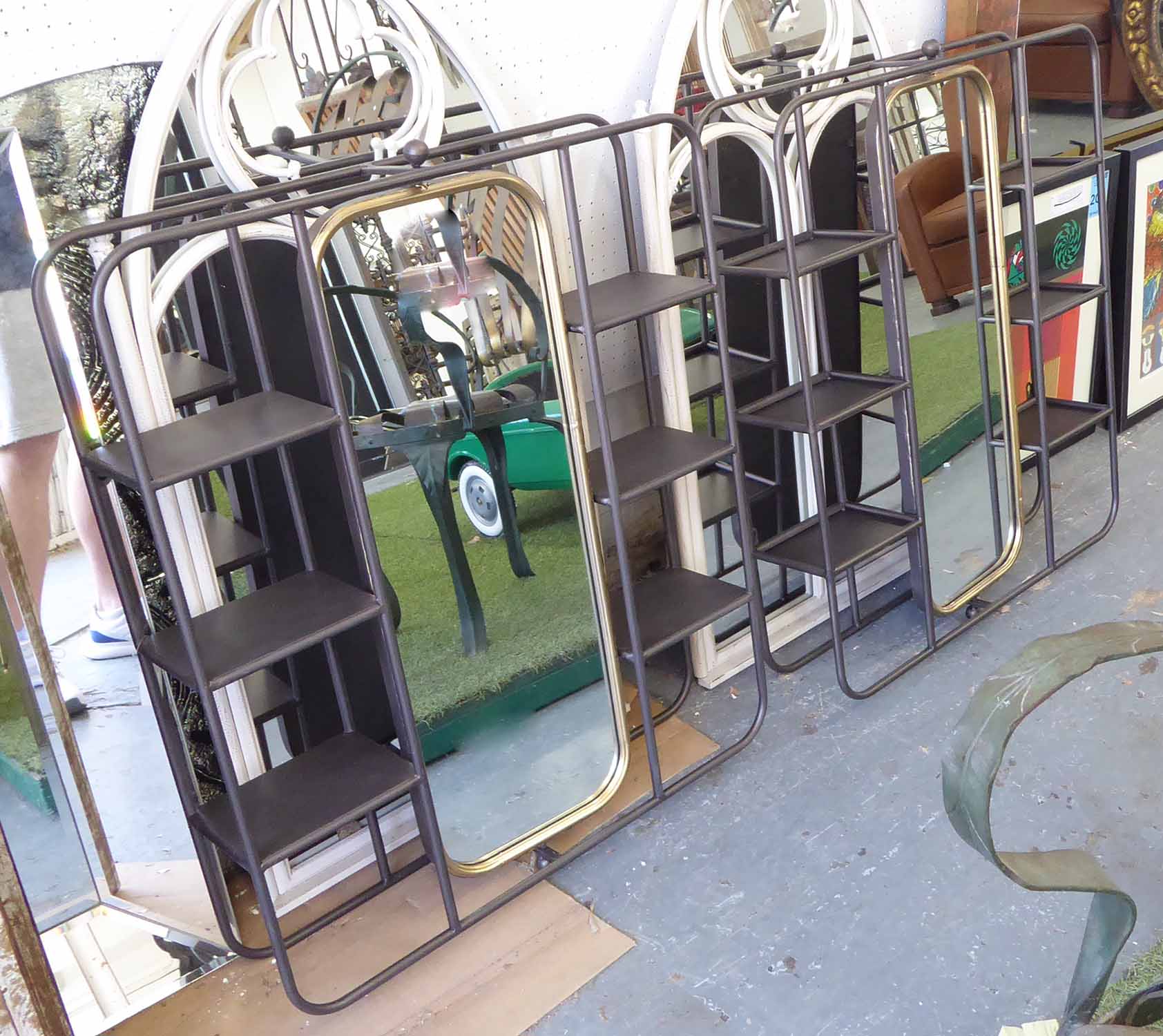 DRESSING MIRRORS, a pair, Art Deco inspired, 85cm x 70cm x 15cm.