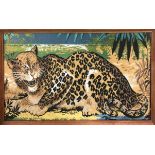 20th CENTURY CONTINENTAL SCHOOL 'Leopard', woven textile, 96cm x 47cm, framed.