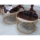 SIDE TABLES, a pair, 1960's French inspired, 40cm x 60cm Diam.