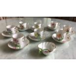 HEREND PORCELAIN, Gustav pattern coffee cups,