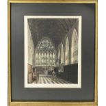 AUGUTUS PUGIN 'Merton Chapel', hand coloured engraving, 29cm x 23cm, framed.