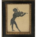 19th CENTURY SCHOOL 'Violinist', decoupage picture, 18cm x 12cm, framed.