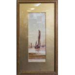 FRED STAFFORD (fl.1890-1910) 'On the Mersey', watercolour, signed, 36cm x 12.5cm, framed.