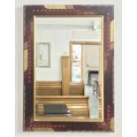 WALL MIRROR, custom made, with bevelled glass plate within a painted frame,