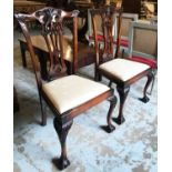 SIDE CHAIRS, a pair, 20th century Chippendale Revival, carved mahogany,
