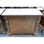 COMMODE, in a French empire inspired style, marble top, 109.5cm x 49.5cm x 90.