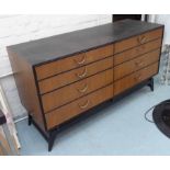 SIDEBOARD, vintage mahogany with ebonised detail, eight drawers, 130cm x 46cm x 72cm.