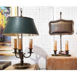 BOUILLOTTE STYLE LAMP AND ONE OTHER, vintage, mid century French, 60cm H at tallest.