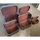 TOLEWARE STYLE BOXES, a nesting set of five, largest 67cm W x 28cm H x 44cm D.