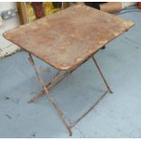 GARDEN DINING TABLE, vintage, 20th century French, 81cm x 56cm x 70cm (with faults).