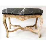LOW TABLE, early 20th century French, transitional style, bleached carved limewood,