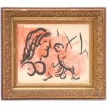 MARC CHAGALL Femme et Oiseau, rare pochoir after the watercolour, signed in the plate, 1959,