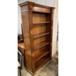 TALL OPEN BOOKCASE, Georgian style burr walnut, with five shelves, 198cm H x 115cm W x 36cm D.