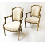 FAUTEUILS, a pair,