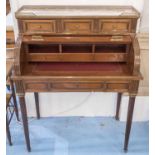 CYLINDER BUREAU, Louis XVI style mahogany and brass mounted,