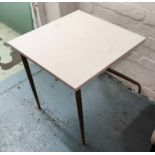 ADAM WILLIAMS DESIGN SIDE TABLE, gilt metal base with stone top, 51cm H x 50cm W.