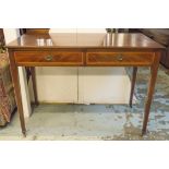 WRITING TABLE, Edwardian mahogany, satinwood banded and line inlaid with two drawers,