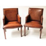 BRIDGE ARMCHAIRS, a pair,