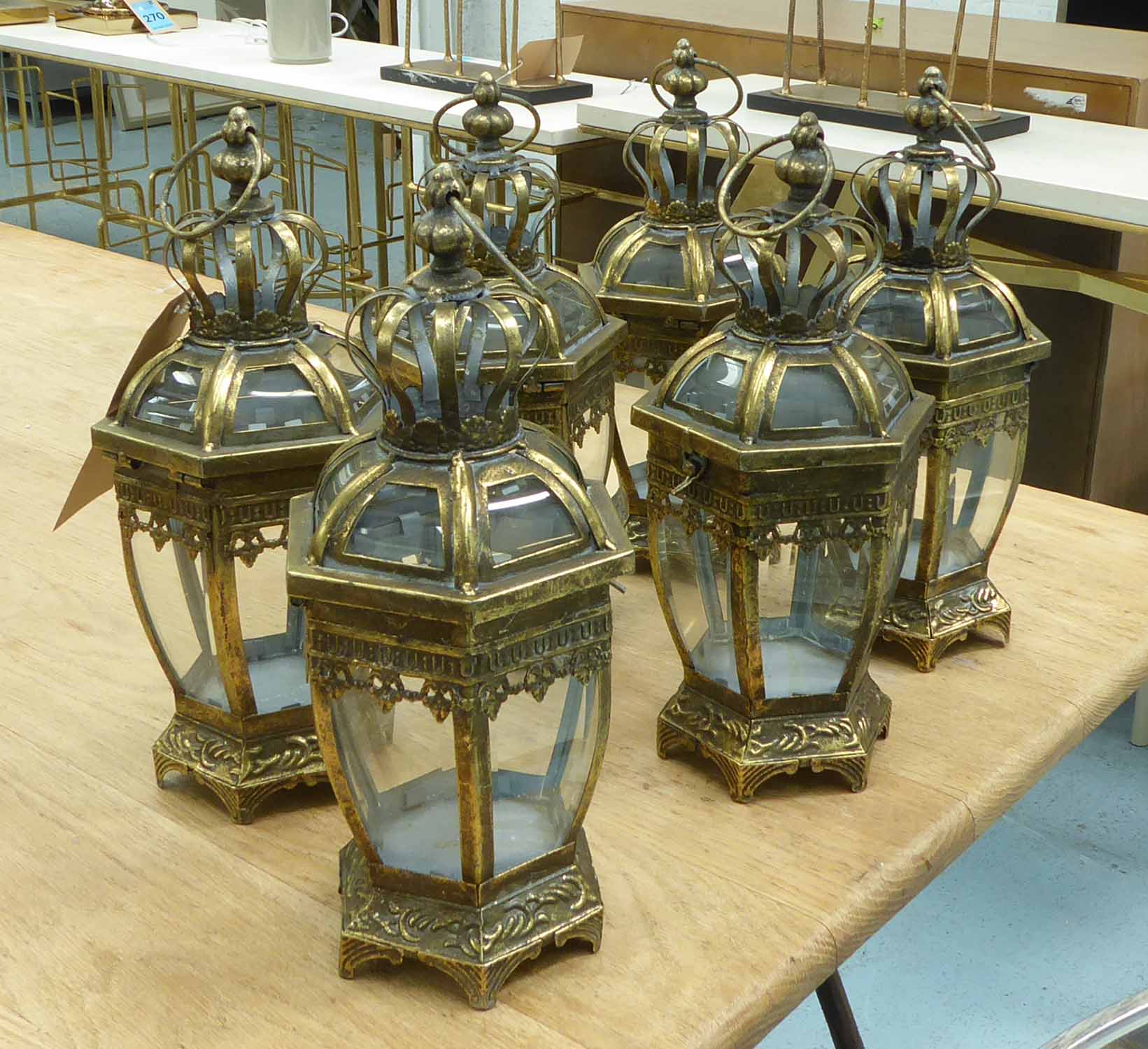 ORANGERY LANTERNS, a set of six, French provincial style, 40cm H.