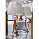 LINLEY STYLE TABLE LAMPS, a pair, with shades, 83cm H.