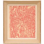 RAOUL DUFY La Chasse (The Hunt), textile, 45cm x 38cm, framed and glazed.