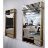 WALL MIRRORS, a pair, 1960s French inspired, 51cm x 82cm.