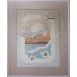 HARRY WYSOCKI (1926 USA) 'Crane', lithograph, 39cm x 29cm, framed.