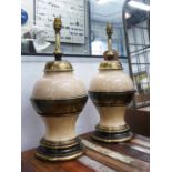 TABLE LAMPS, a pair, vintage crackle glazed finish, 55cm H.