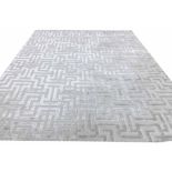 CONTEMPORARY ART DECO DESIGN SILK CARPET, 300cm x 250cm, geometric silver field.