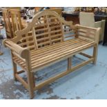 GARDEN BENCH, contemporary teak, Marlbourgh style, 165cm W.