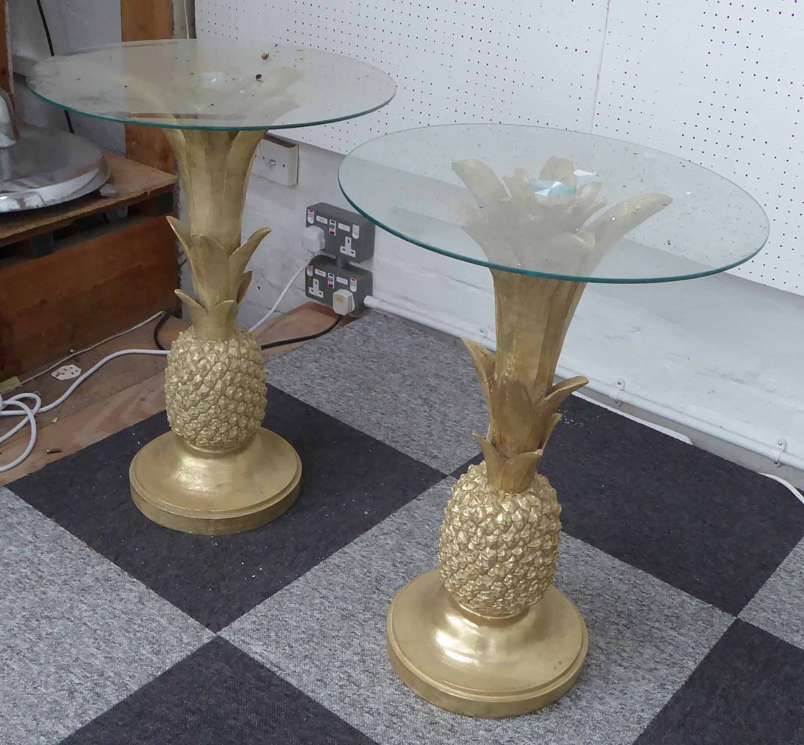 SIDE TABLES, a pair, 1960's French inspired pineapple design, 65cm H.