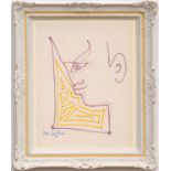 JEAN COCTEAU, profile on Japon paper, plate signed, 72cm x 56cm.