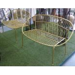 BENCHES, a pair, Hollywood Regency style, gilt finish, 130cm W.