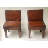 COCKTAIL CHAIRS, a pair, Art Deco style in hand finished mid brown leather, 47cm W.