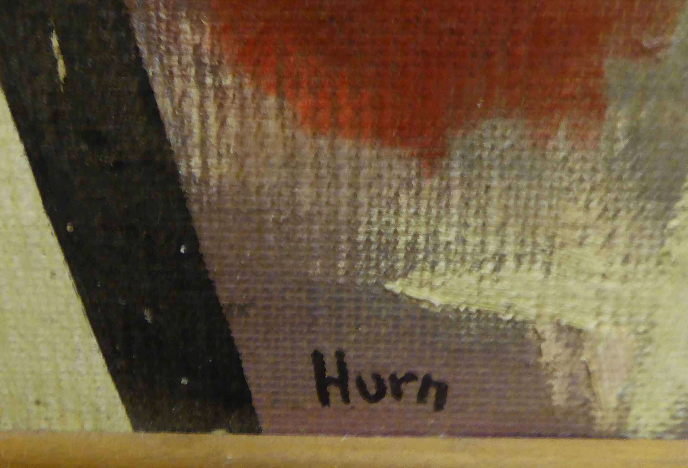 WITHDRAWN - HURN 'Abstract Composition', 1950/60's, oil on boards, signed, 125cm x 120cm, framed. - Image 2 of 2