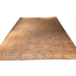 CONTEMPORARY BASKET WEAVE JUTE CARPET, 365cm x 275cm.