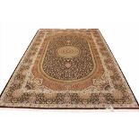 FINE PURE SILK QUM DESIGN CARPET, 300cm x 200cm.