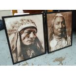 CONTEMPORARY SCHOOL, prints of two native Americans, framed, 90cm x 73cm.