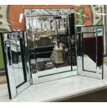 TRYTYCH DRESSING MIRROR, contemporary with bevelled glass borders, 54cm H x 79cm W.