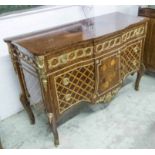 COMMODE, French style mahogany with inlaid marquetry and parquetry,