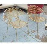TERRACE CHAIRS, a pair, Hollywood Regency inspired, 76cm H.
