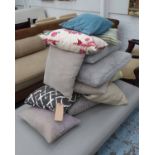 A COLLECTION OF CUSHIONS, a set of fourteen, of various sized and descriptions,