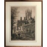 AXEL HAIG (1835-1921), 'Magdalen college Oxford' engraving 48cm x 33cm, signed and titled in pencil,